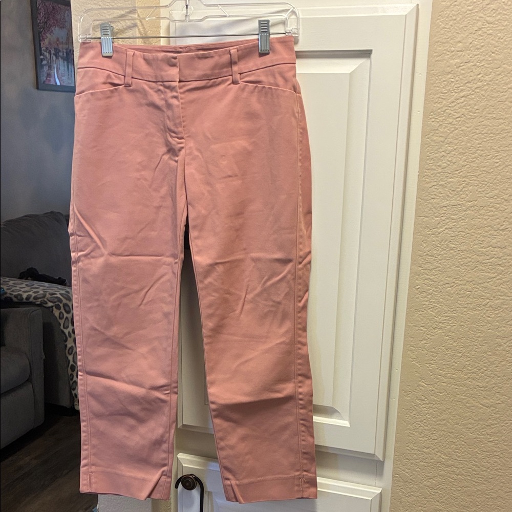 White House Black Market Dusty Rose Pink perfect Form straight crop pants